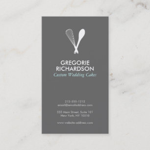 MODERN WHISK & SPOON LOGO on GRAY Business Card