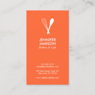 MODERN WHISK & SPOON LOGO on ORANGE Business Card