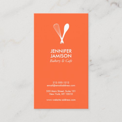 MODERN WHISK &amp; SPOON LOGO on ORANGE Business Card