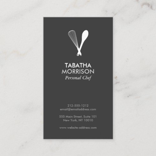 MODERN WHISK &amp; SPOON on DK GRAY Business Card