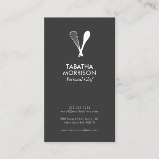 Customizable MODERN WHISK &amp; SPOON on DK GRAY Business Card