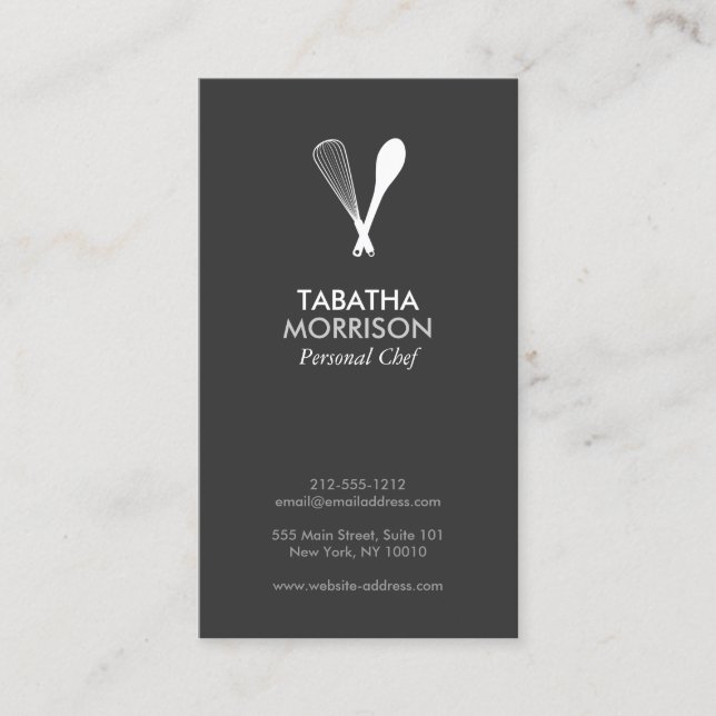 MODERN WHISK & SPOON on DK GRAY Business Card (Front)