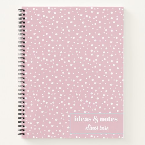 Modern White Abstract Handrawn White Dots Pink Notebook