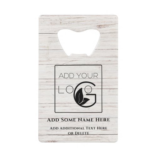 Modern White  Add Your Logo Business   Credit Card Bottle Opener