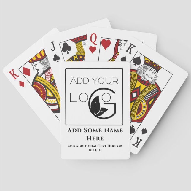 Modern White  Add Your Logo Business  Poker Cards (Back)