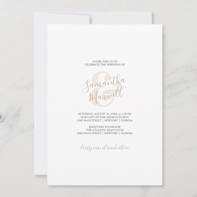 Modern White and Beige Wedding Invitation (Front)