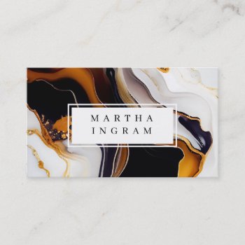 Modern White And Black And Golden Abstract  Busine Business Card by Lets_Do_Business at Zazzle