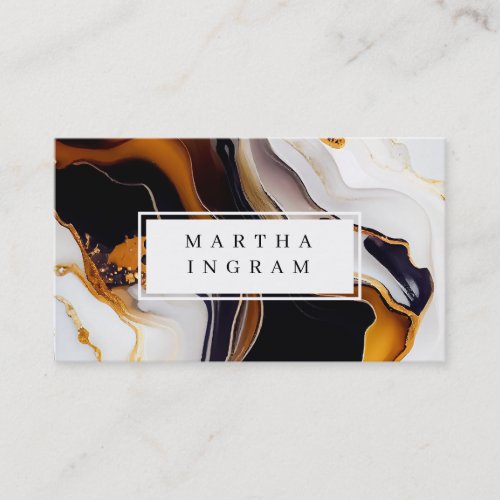 Modern White and Black and Golden Abstract  Busine Business Card