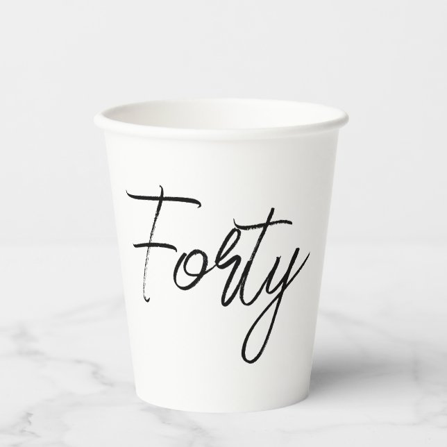Modern White and Black Birthday Party Paper Cups (Front)