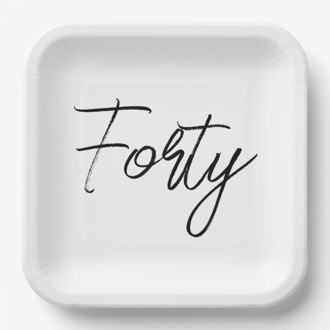 Modern White and Black Birthday Party Paper Plates (Front)