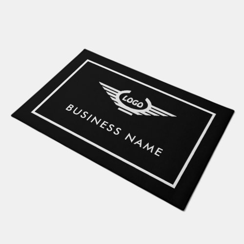 Modern white And Black Company Business Logo Doormat