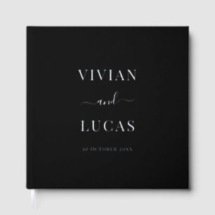 Modern White and Black Formal Minimal Wedding Foil Guest Book
