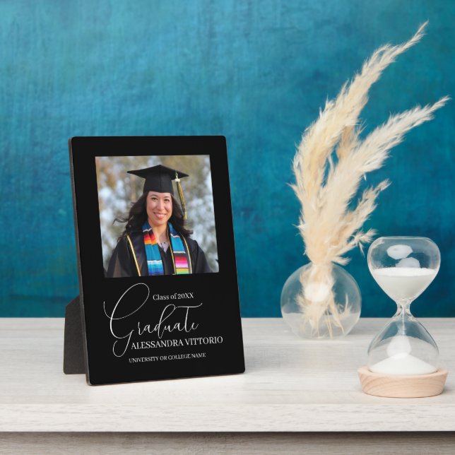 Modern White and Black Graduate Plaque (Side)