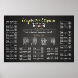Modern White and Black Linen Wedding Seating Chart