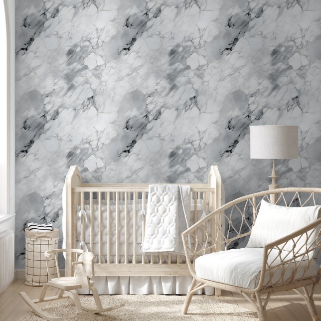 Modern White and Black Marble  Wallpaper (Kids)