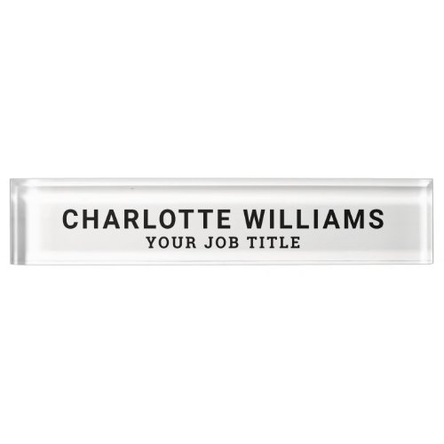 Modern White and Black Office Employee Desk Name Plate
