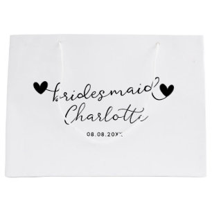Modern White and Black Personalized Bridesmaids Large Gift Bag