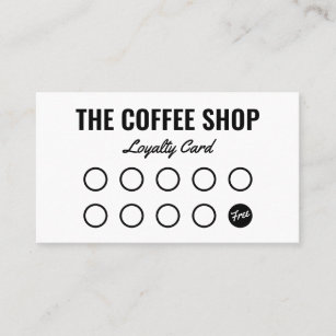 Modern white and black plain simple coffee shop loyalty card
