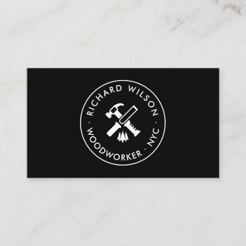 Modern white and black professional carpenter logo business card