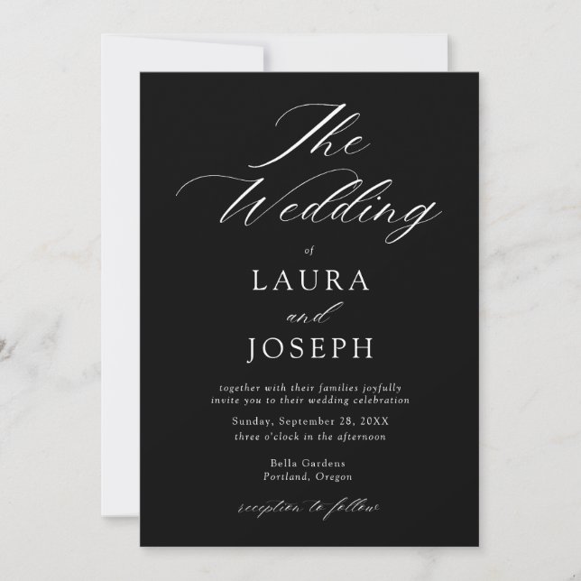Modern White and Black Simple Photo Wedding Invitation (Front)