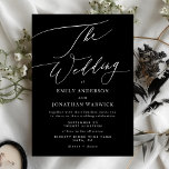Modern White and Black Simple Wedding Invitation<br><div class="desc">Simple White and Black Modern Wedding Invitation for a modern wedding formal or informal. With white impressive modern calligraphy.</div>