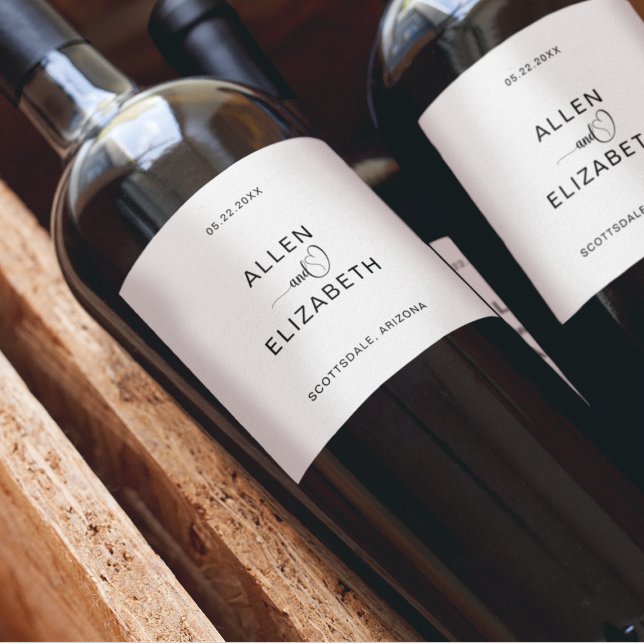 Modern White and Black Stylish Wedding Sparkling W Wine Label (Creator Uploaded)