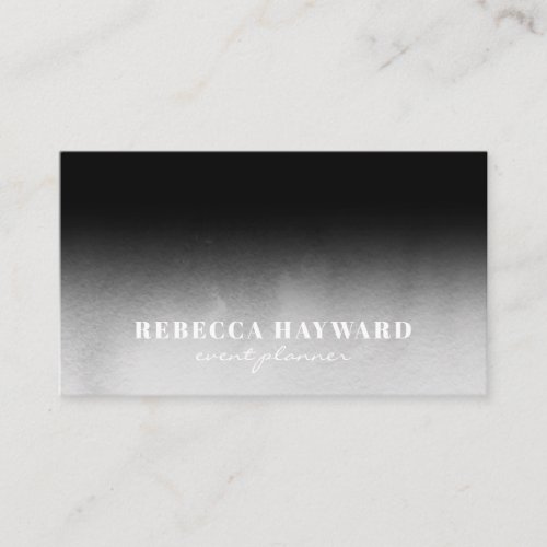 Modern white and black watercolor ombre elegant business card