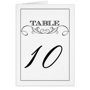Modern White and Black Wedding Table Number Cards