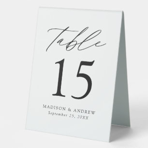 Modern White and Black Wedding Table Number Tent