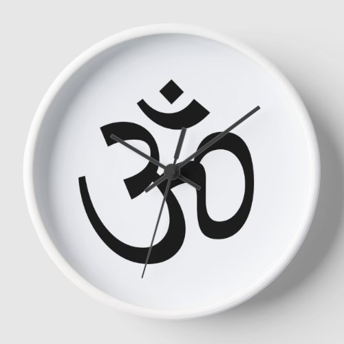 Modern white and black yoga Om Aum Icon  Clock