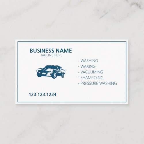 Modern White and Blue Mobile Car Wash  Detailing Business Card