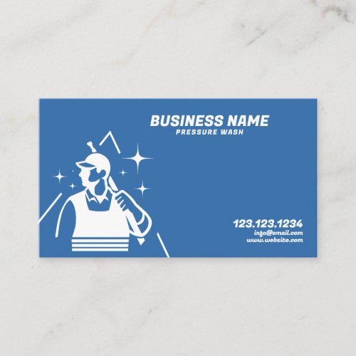 Modern White and Blue Pressure Washer Business Card