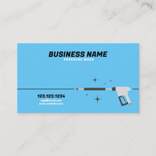 Modern White and Blue Pressure Washer Gun Business Card