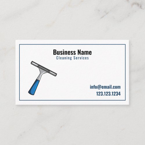 Modern White and Blue Squeegee Window Cleaning Business Card