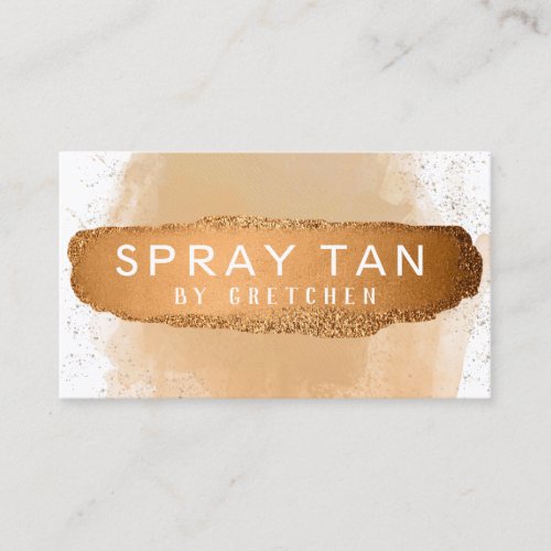 Modern White And Bronze Mobile Spray Tan Business Card