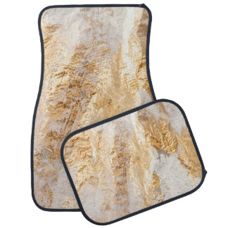 Modern White And Gold Brush Painted Background Tex Car Floor Mat