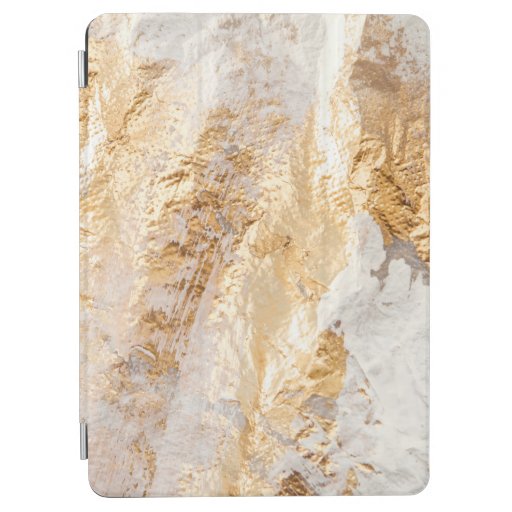 Modern White And Gold Brush Painted Background Tex iPad Air Cover