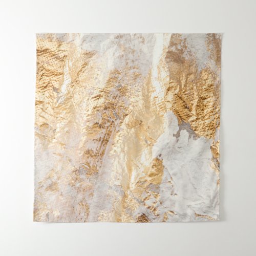 Modern White And Gold Brush Painted Background Tex Tapestry