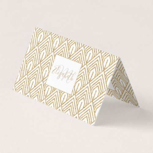 Modern White and Gold Geometric Abstract Pattern Business Card