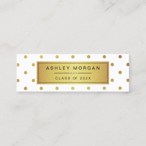 Customizable Modern White and Gold Glitter Graduation Name Card Double-Sided Mini Business Cards (Pack Of 20)