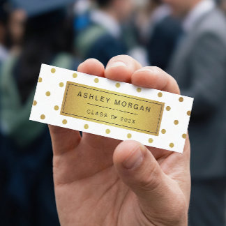 Modern White and Gold Glitter Graduation Name Card