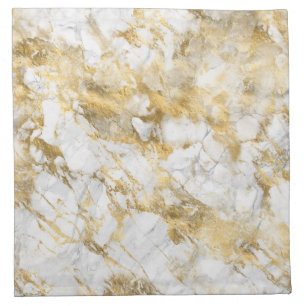 Modern White and Gold Marble Pattern Cloth Napkin