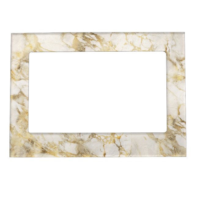 Modern White and Gold Marble Pattern Magnetic Frame (Front)