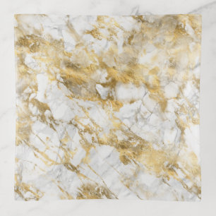 Modern White and Gold Marble Pattern Trinket Tray