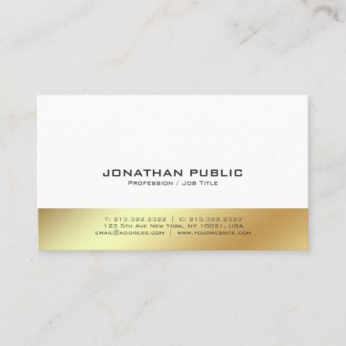 Modern White and Gold Professional Elegant Plain Business Card