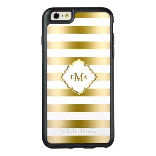 Modern White And Gold Stripes OtterBox iPhone 66s Plus Case