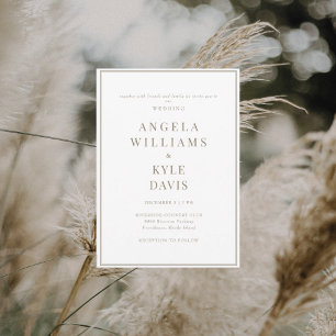 Modern White and Gold Text No Parents Wedding Invitation