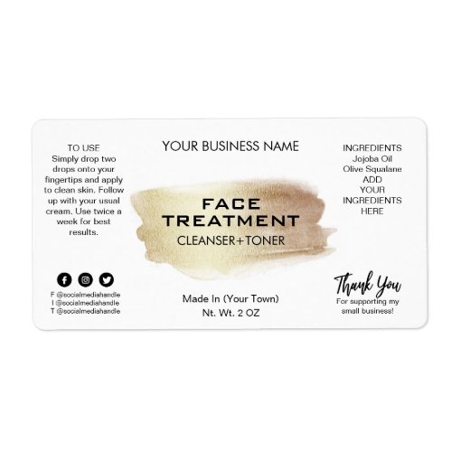 Modern White And Gold Treatment Labels