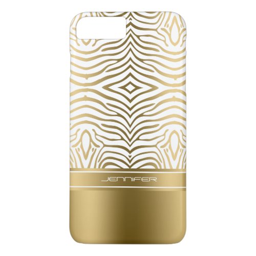 Modern White And Gold Zebra Stripes iPhone 8 Plus7 Plus Case