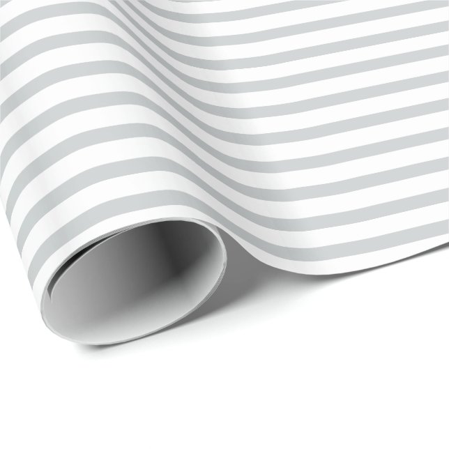 Modern White And Gray Stripes Pattern Wrapping Paper (Roll Corner)